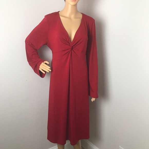 Motherhood Maternity Red Dress – XL with Knot Front & Tie Back - Picture 1 of 10